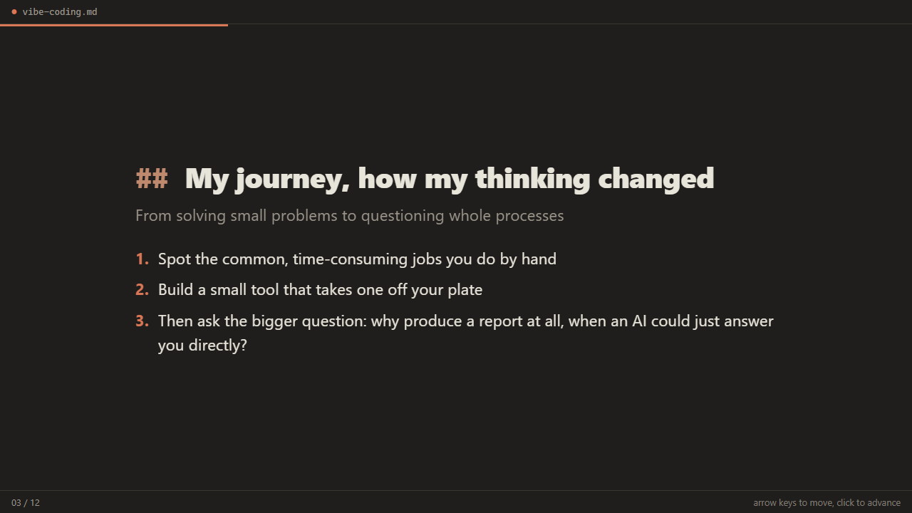 Slide: my journey, how my thinking changed